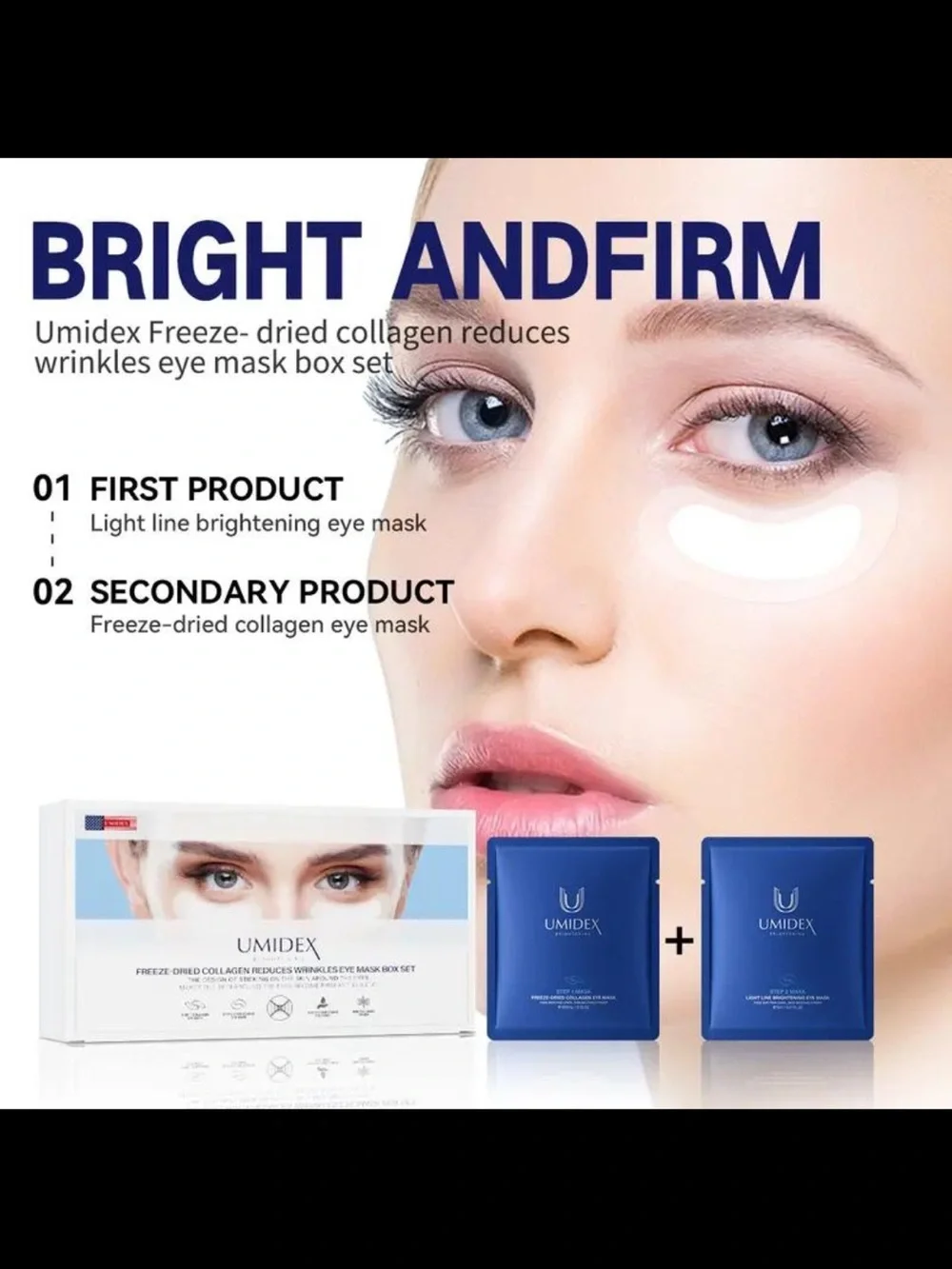 UMIDEX Freeze-Dried Collagen Brightening Under Eye Mask Set 5 Pairs NIB